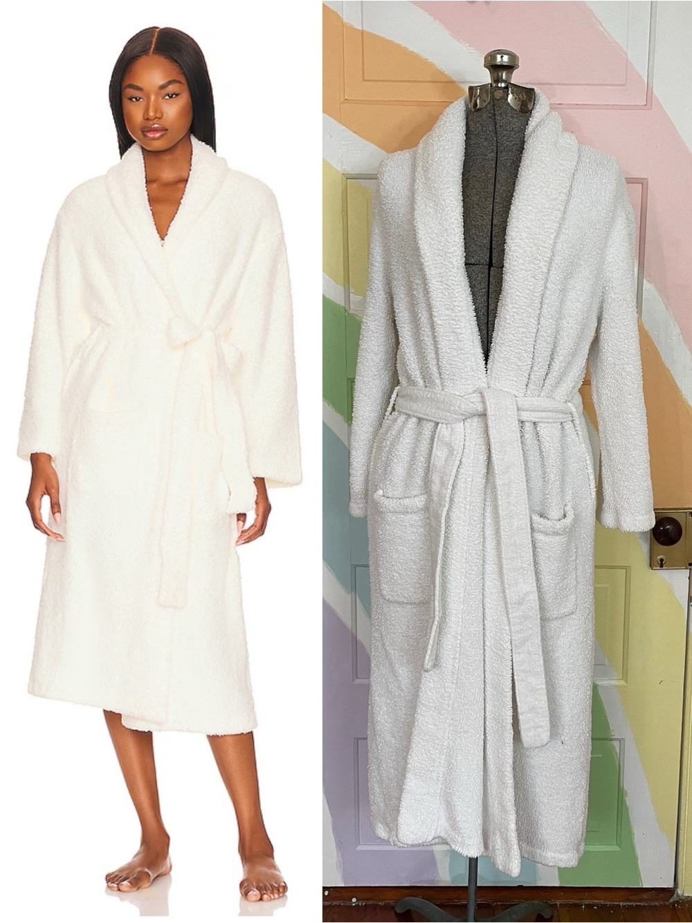 Barefoot Dreams CozyChic Knit Robe in White Sz 1/Small 💛🎀